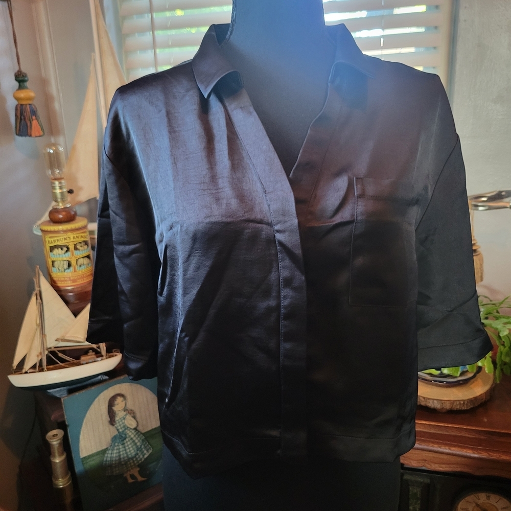 Victoria's Secret Elegant Black Satin Pajama Top